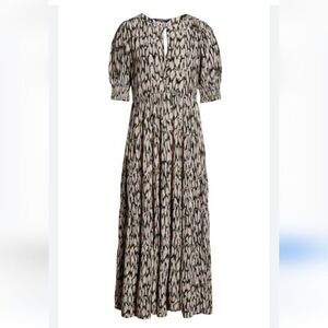 Scotch & Soda Short Sleeve Tiered Woven Maxi Dress Lavender, Black, Cream Size L